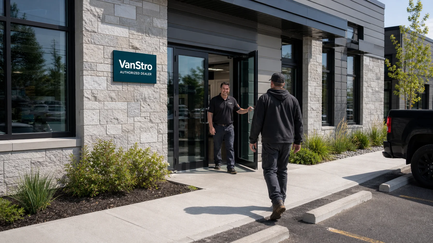 Customer arriving at a participating independent VanStro dealer location